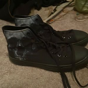 RAAD SHOP SHOES. All black white light blue/grey skulls!! Size 10.5.